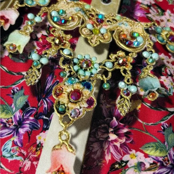 NWT IPGN Women’s Flare Pants Colorful Luxury Material Embellished/Crystals Boho - Picture 4 of 13